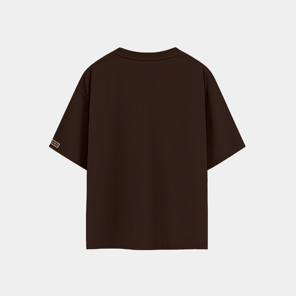Krosso oversized brown t-shirt back view with clean minimal design and premium oversized streetwear fit.