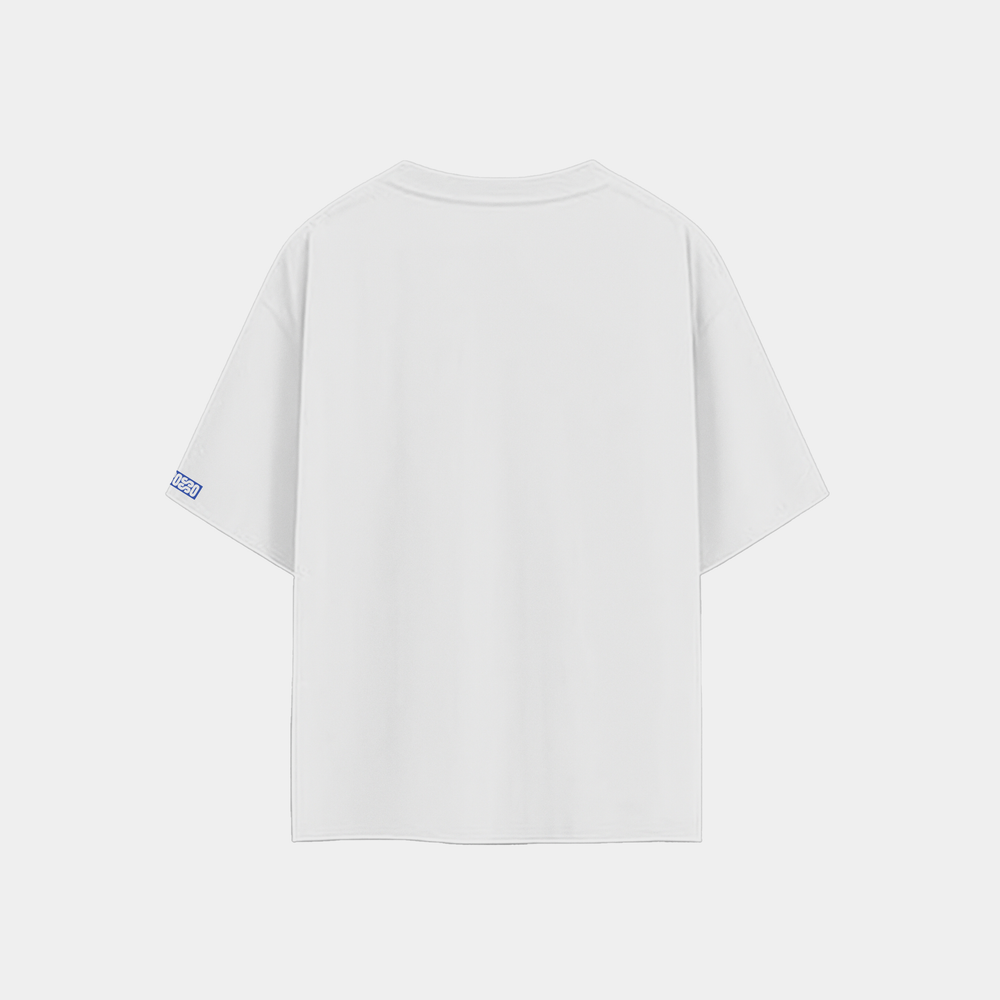 Krosso oversized white t-shirt back view with clean minimal design and premium oversized streetwear fit.